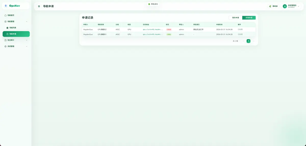 管理员通过申请